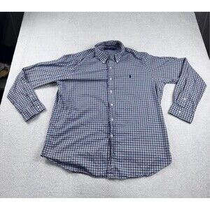 Ralph Lauren Men's XL Blue Brown Gingham Plaid Button Down Casual Shirt